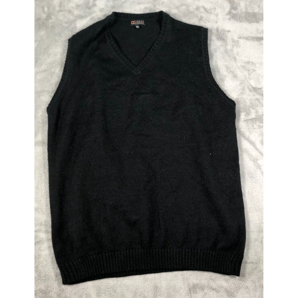Tinkuy Peru Sweater Vest Mens Black XXL V-Neck Alpaca Wool Knit Preppy